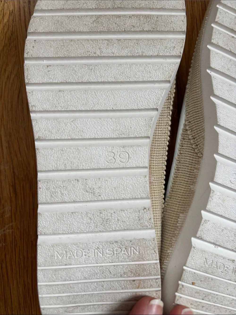 White Pebbled Leather Slip-On Flats with Neutral Trim by Verbenas - Picture 4 of 8